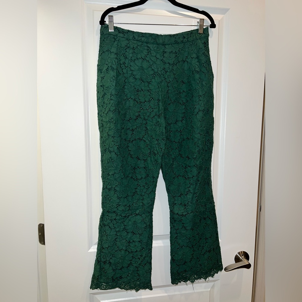 Equipment Dark Green Lace Cropped Pants - Picture 4 of 8